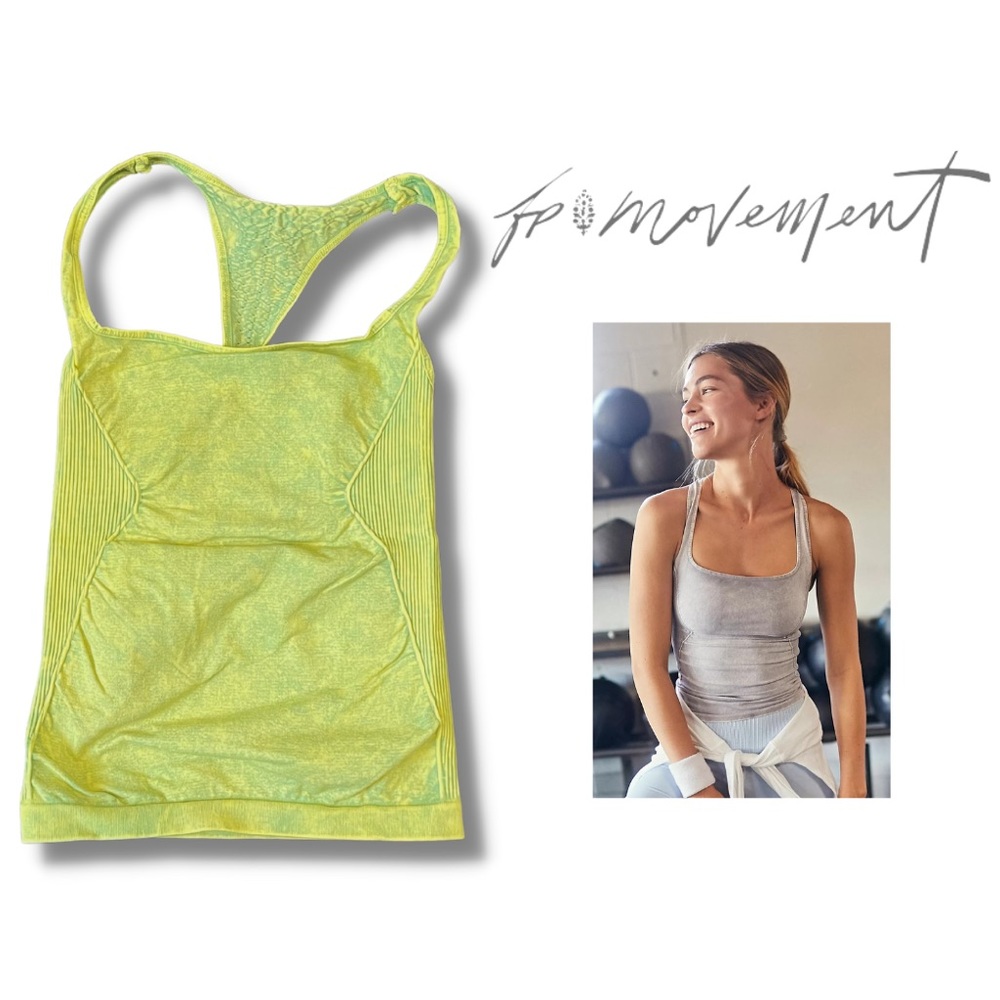 XS/S Vintage Bright Lime Free People Good Karma Long Tank